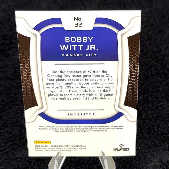 Bobby Witt Jr. (RC) 2022 Certified #32 Kansas City Royals - Picture 2 of 2